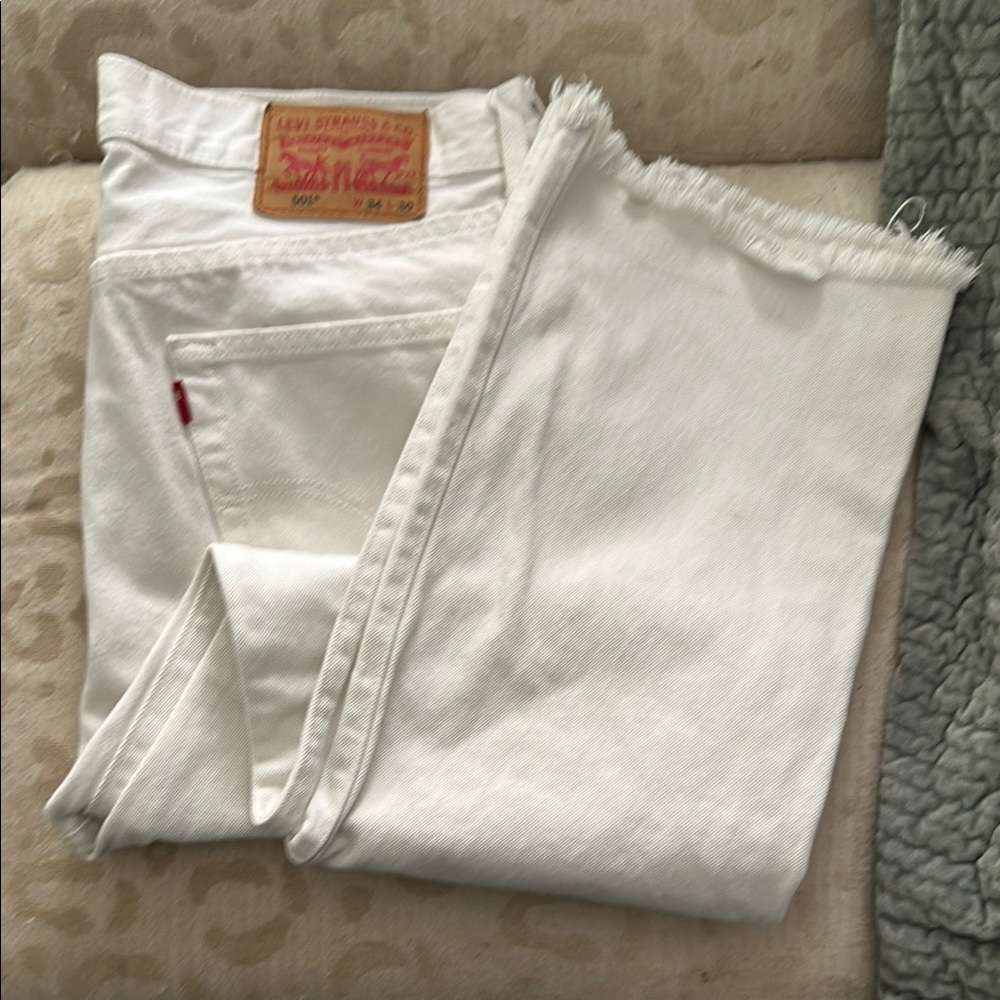 Levi's White 501 Denim Jeans